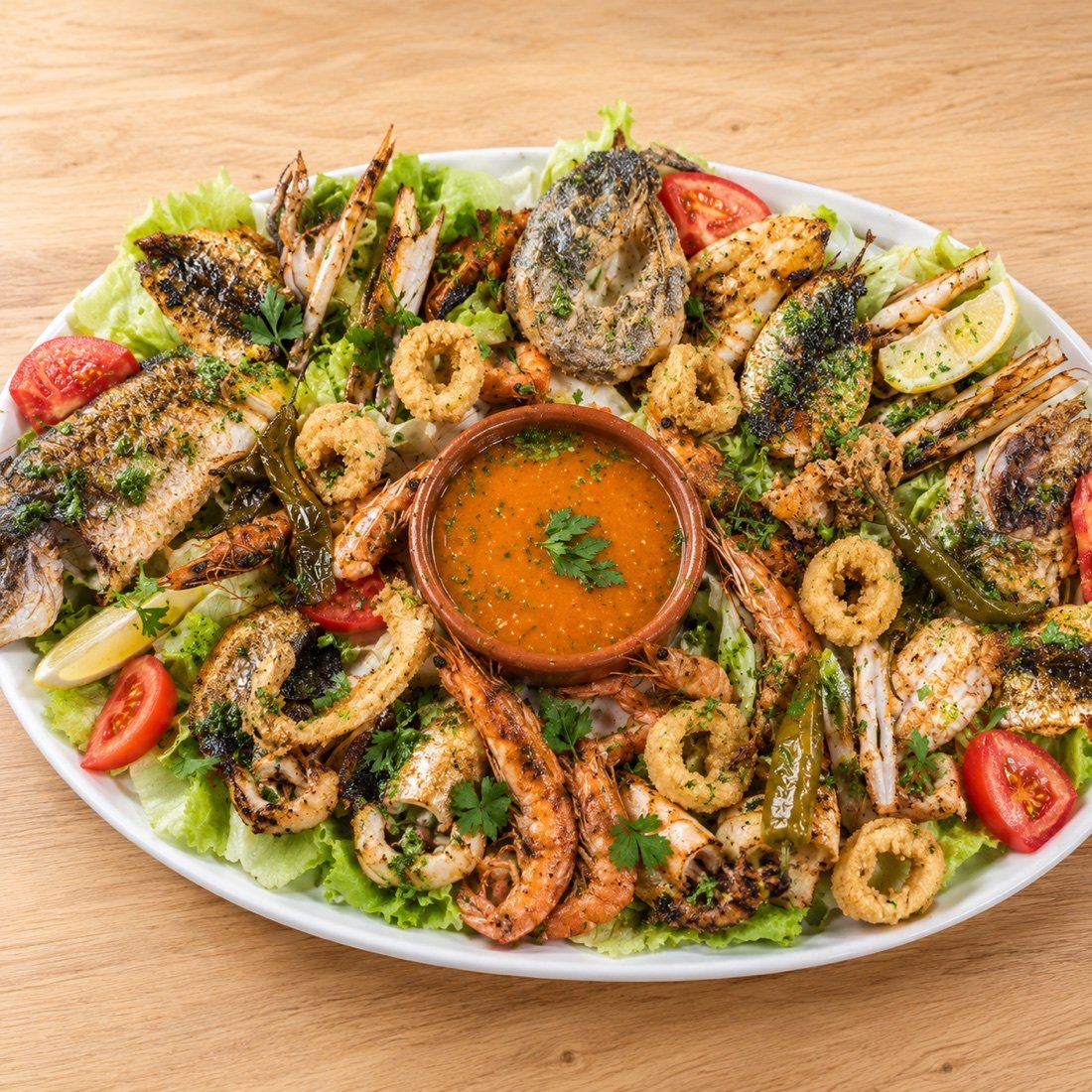 Parrillada de pescado y marisco